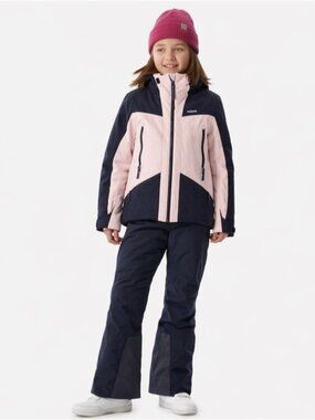 Wedze 12Y blue pink Girls’ warm waterproof insulated ski hood down jacket coat